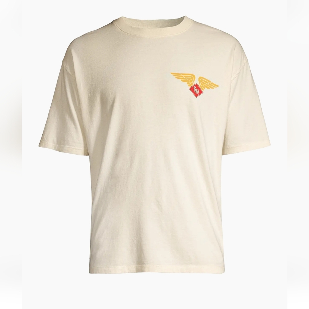 Rhude Cream and Yellow Short Sleeve Tee
